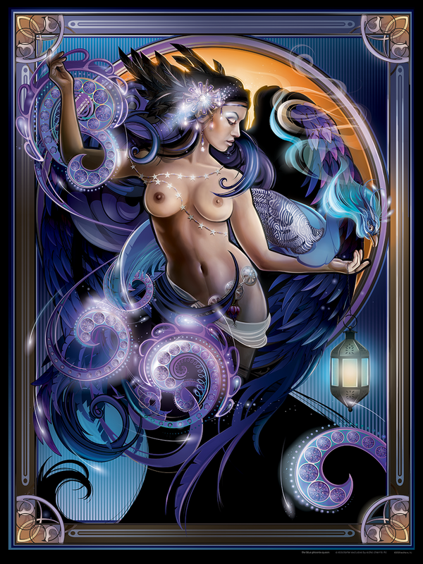 "Blue Phoenix Queen" Canvas Giclee