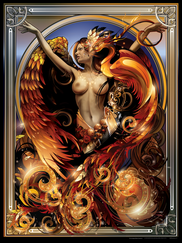 "Orange Phoenix Queen" Canvas Giclee
